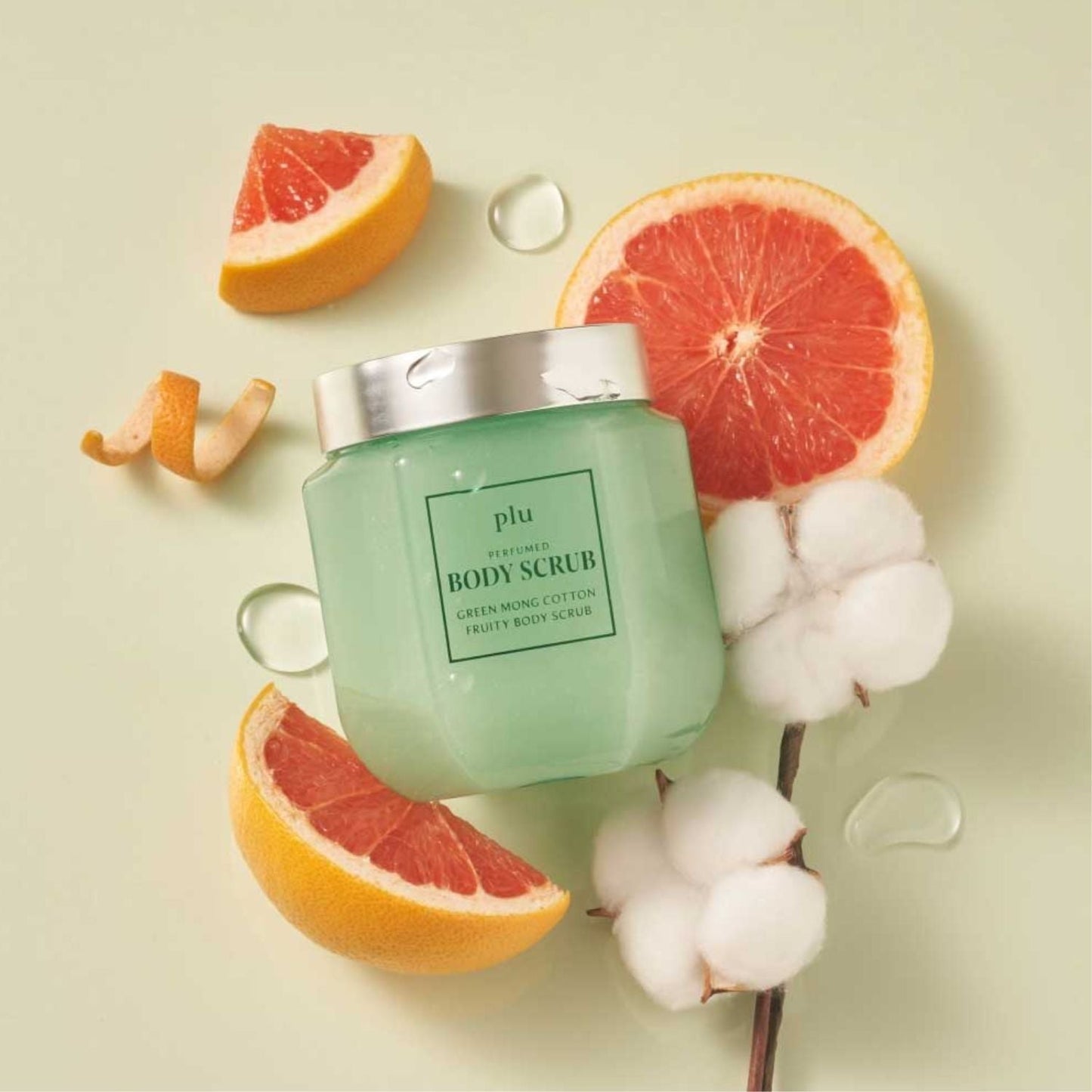 Perfumed Fruity Sugar Body Scrub Green Mong Cotton 500g