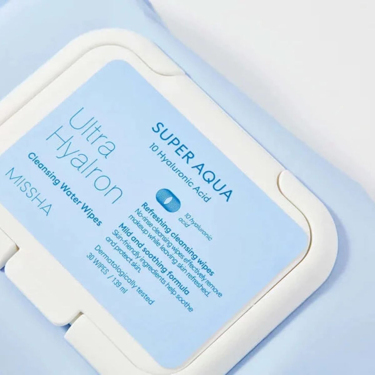 Missha Super Aqua Ultra Hyalron Cleansing Water Wipes 139ml - Glowii Beauty