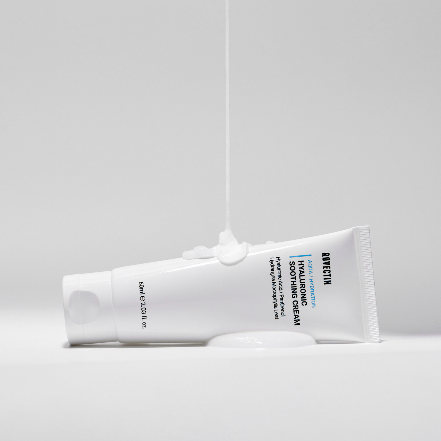 Rovectin Aqua Hyaluronic Cream 60ml face moisturizer jar with a white lid and clear label, showcasing the hydrating skincare product.
