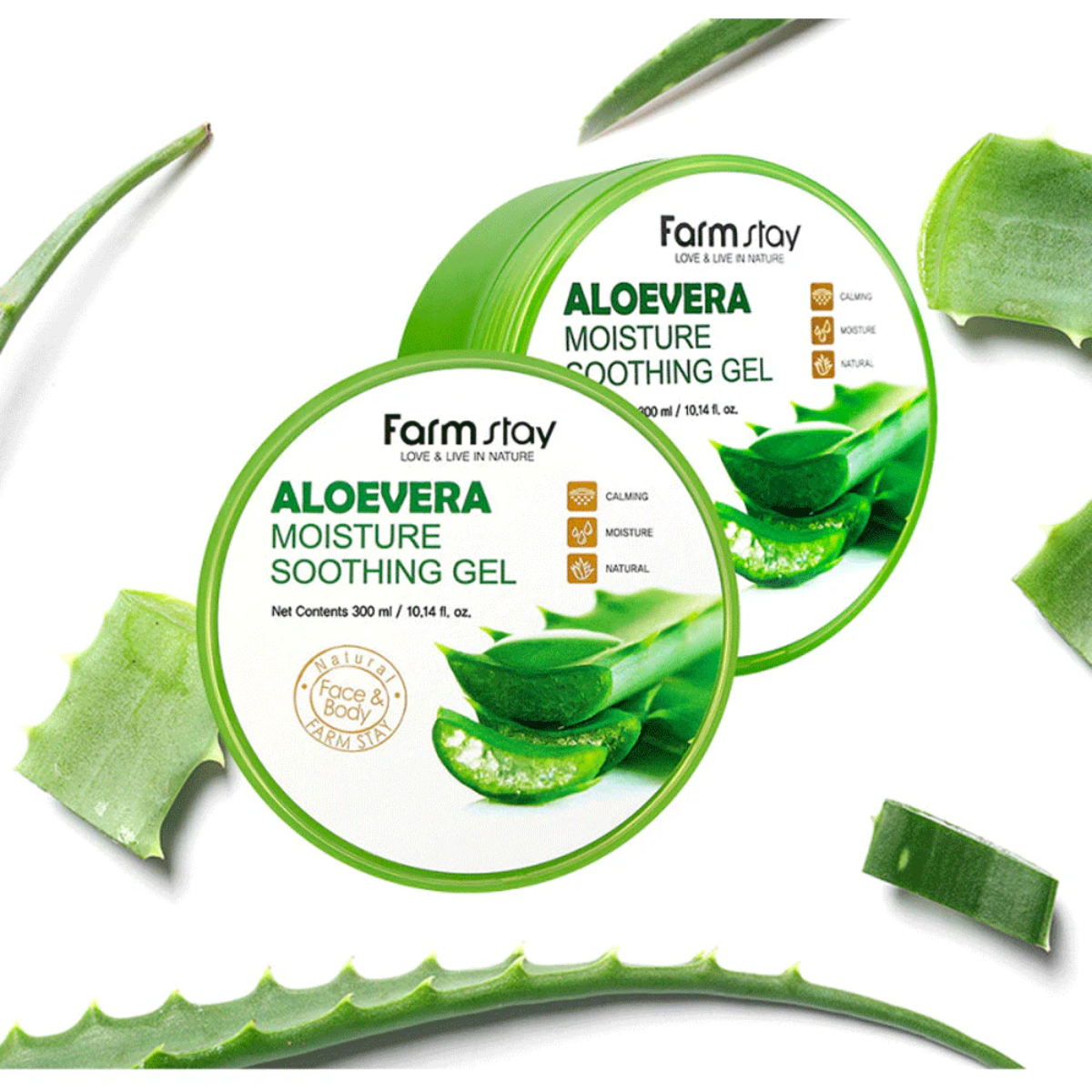 Farmstay Aloevera Moisture Soothing Gel 300ml - Glowii Beauty