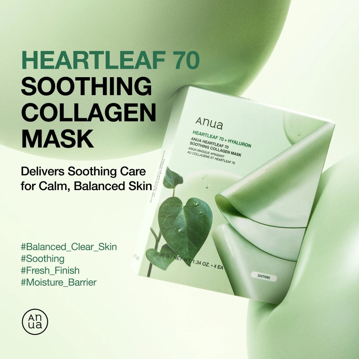 Anua Heartleaf 70 Soothing Collagen Mask 4Pcs - Shop K-Beauty in Australia