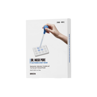 Rovectin Dr. Mask Pore Box sheet masks featuring five individually packaged sheet masks with hydrating and pore-refining properties.