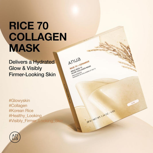 Anua Rice 70 Glow Collagen Mask 4Pcs - Shop K-Beauty in Australia