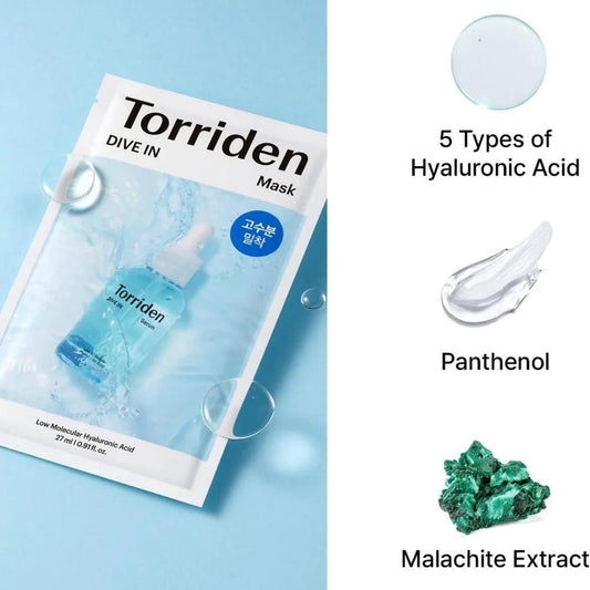TORRIDEN DIVE-IN Low molecule Hyaluronic acid Mask Pack [27ml*10ea]  - Glowii Beauty
