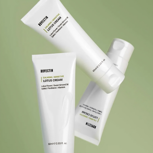 Rovectin Clean Lotus Water Cream 60ml face moisturizer with a smooth, lightweight texture in a white jar.