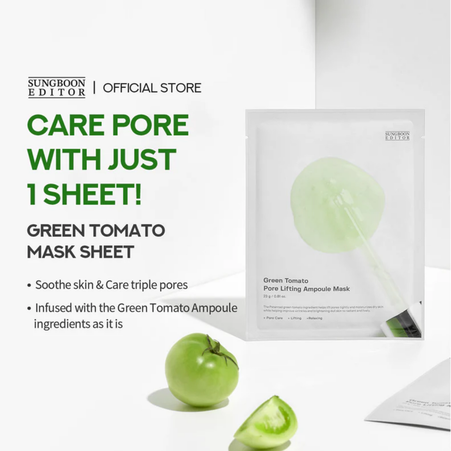 Green Tomato Pore Lifting Ampoule Mask 10Pieces