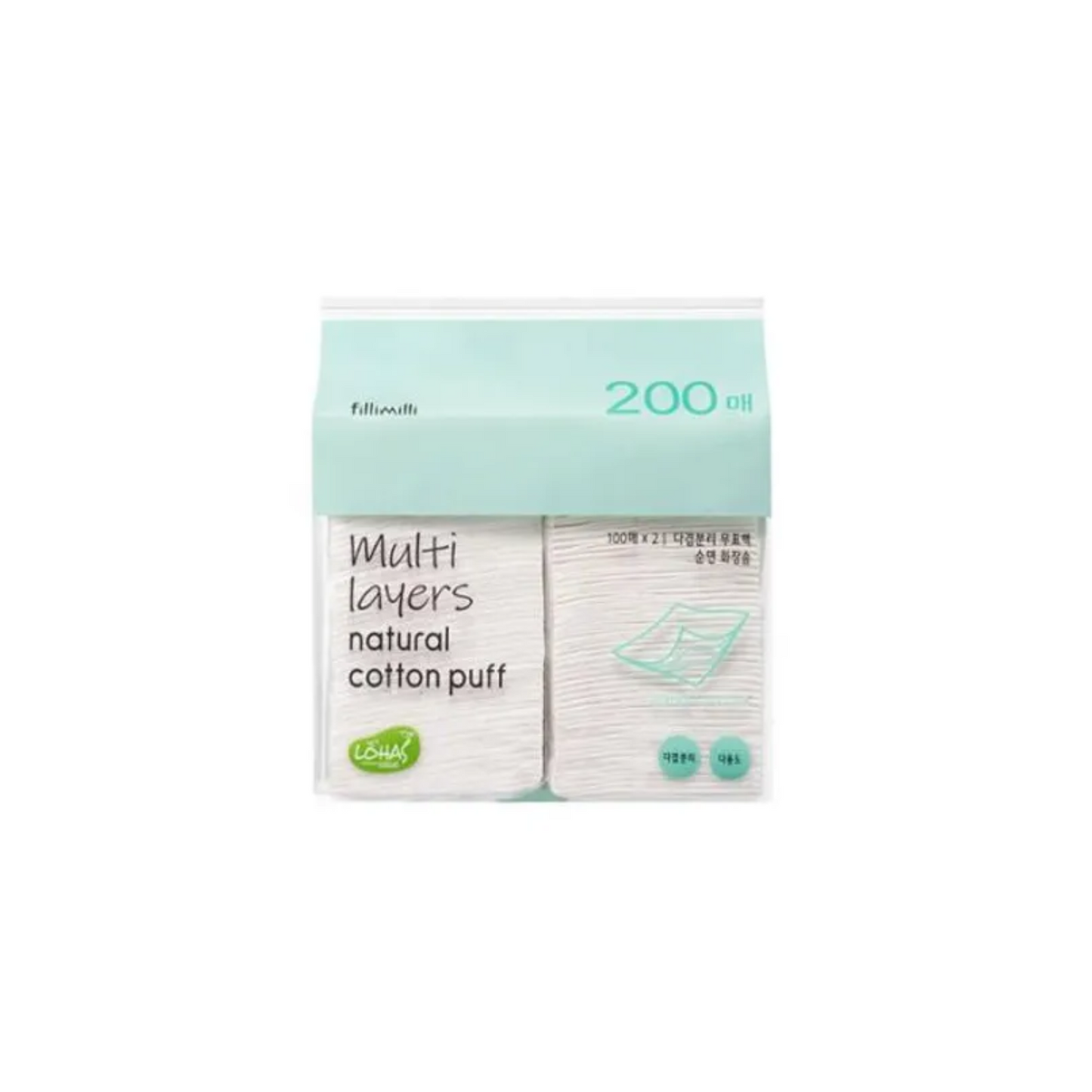 Fillimilli Multi Layers Natural Cotton Puff (200p) - Shop K-Beauty in Australia