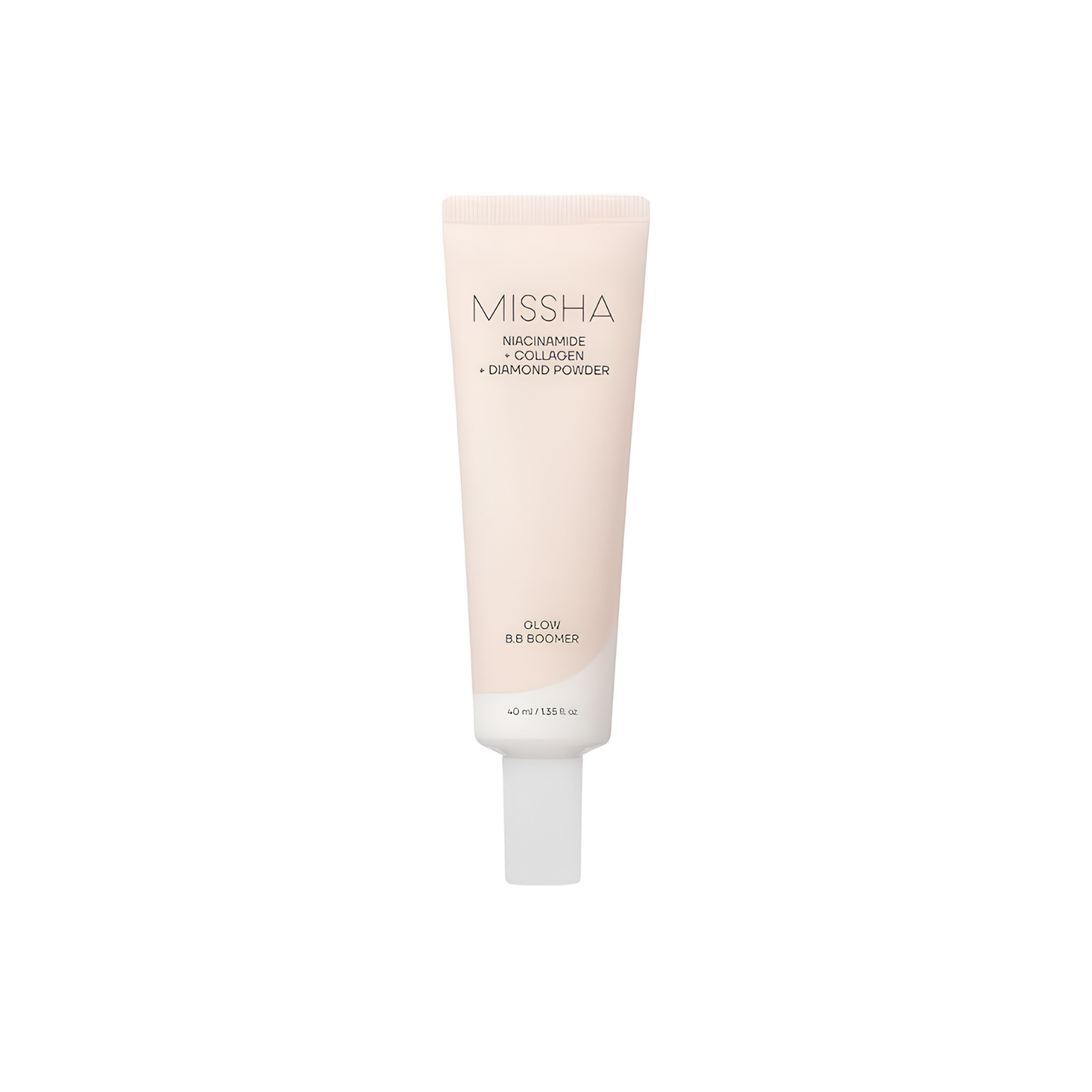 Missha Glow BB Boomer 40ml face primer in a sleek bottle, designed to enhance skin radiance and prepare for makeup application.
