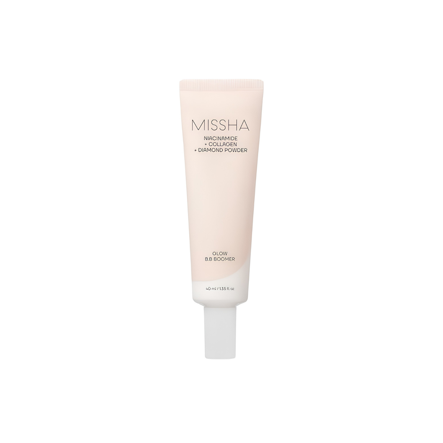 Missha Glow BB Boomer 40ml face primer in a sleek bottle, designed to enhance skin radiance and prepare for makeup application.