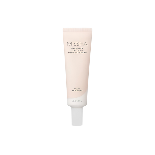 Missha Glow BB Boomer 40ml face primer in a sleek bottle, designed to enhance skin radiance and prepare for makeup application.