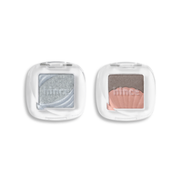 Hince Chill Voyage Edition single eyeshadow in a soft, shimmery beige color, displayed in a sleek compact.
