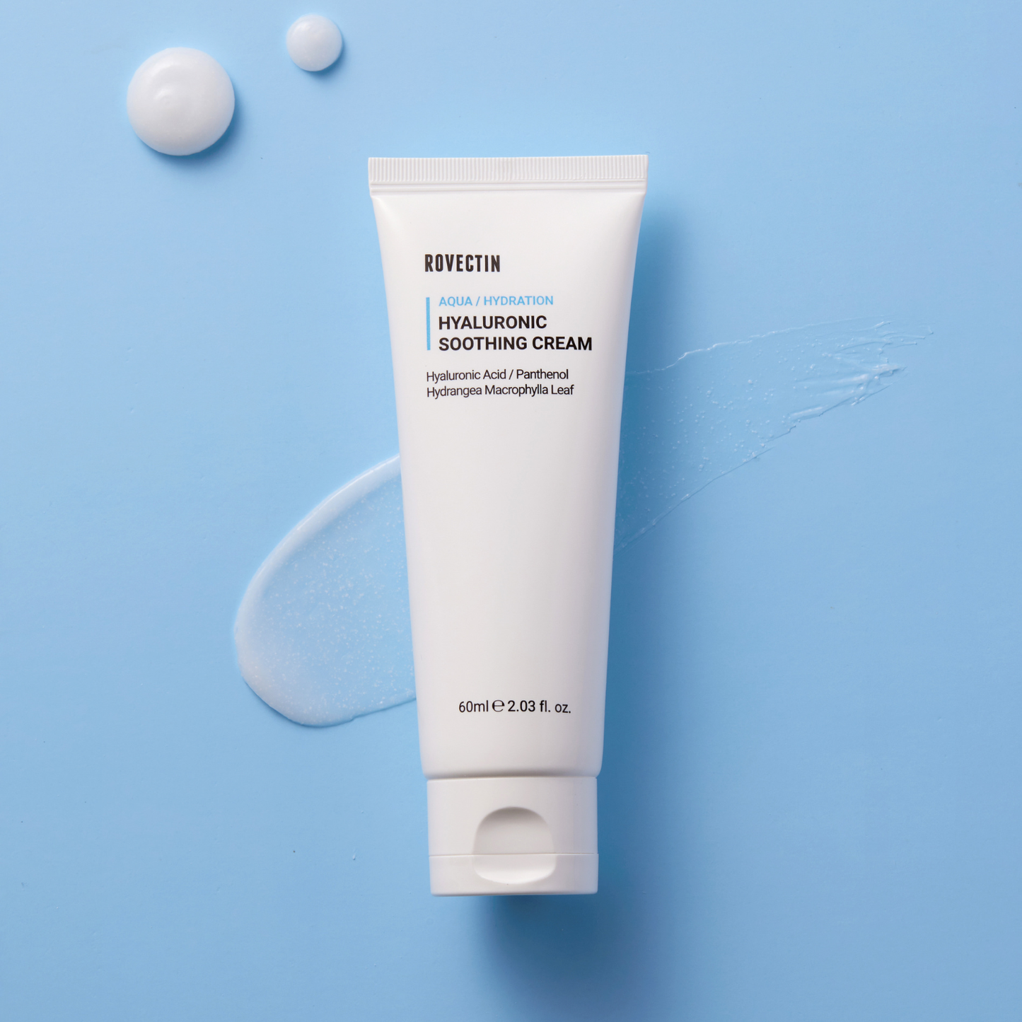 Rovectin Aqua Hyaluronic Cream 60ml face moisturizer with hydrating and soothing formula in a white jar