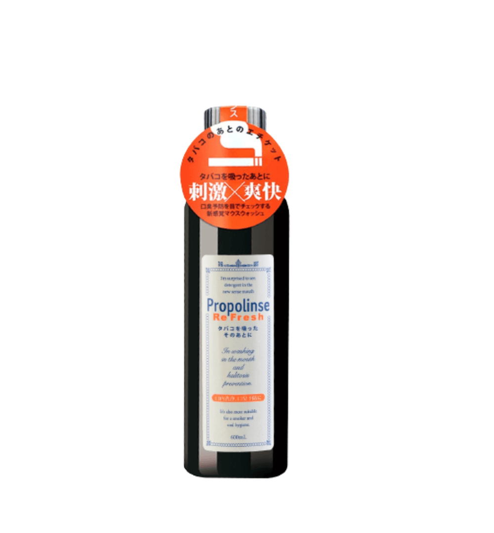Propolinse Mouthwash Refresh Super Strong Mint 600ml bottle showing label and packaging for oral care.