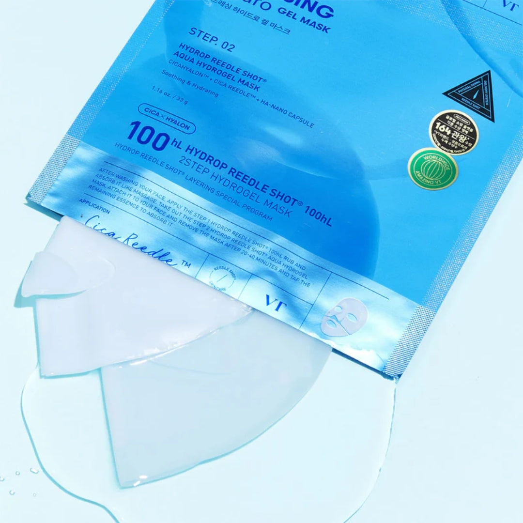 VT Cosmetics Hydrop Reedle Shot 100hL 2Step Hydrogel Mask 1pc - Shop at Glowii Beauty