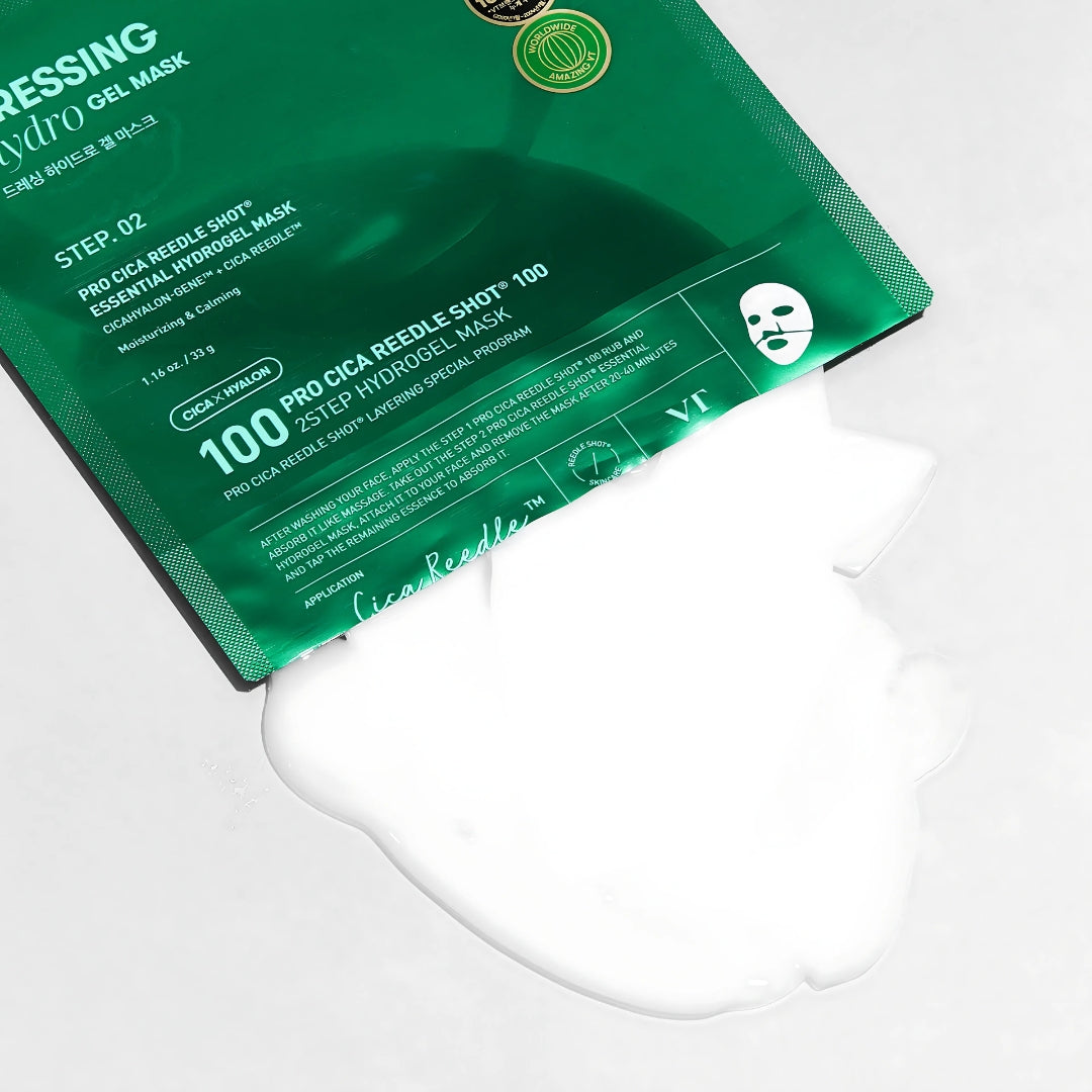 VT Cosmetics Pro Cica Reedle Shot 100 2Step Hydrogel Mask 1pc - Shop at Glowii Beauty