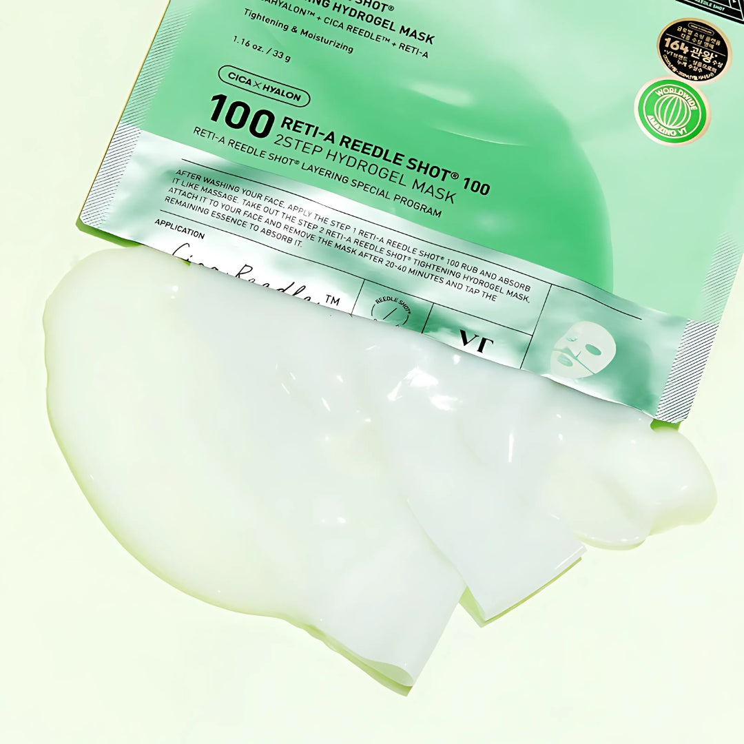 VT Cosmetics Reti-A Reedle Shot 100 2Step Hydrogel Mask 1pc - Shop at Glowii Beauty