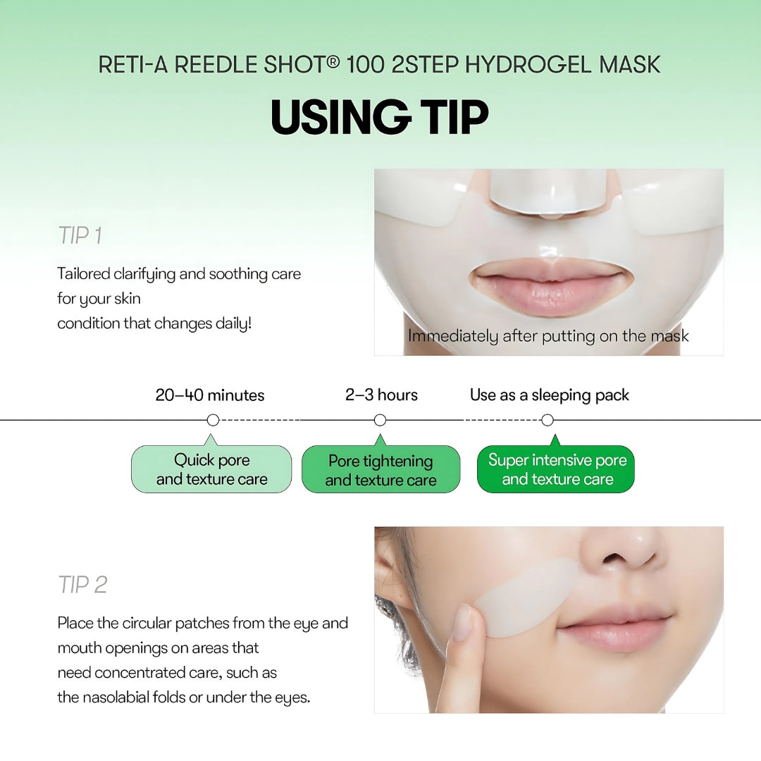 VT Cosmetics Reti-A Reedle Shot 100 2Step Hydrogel Mask 1pc - Shop at Glowii Beauty
