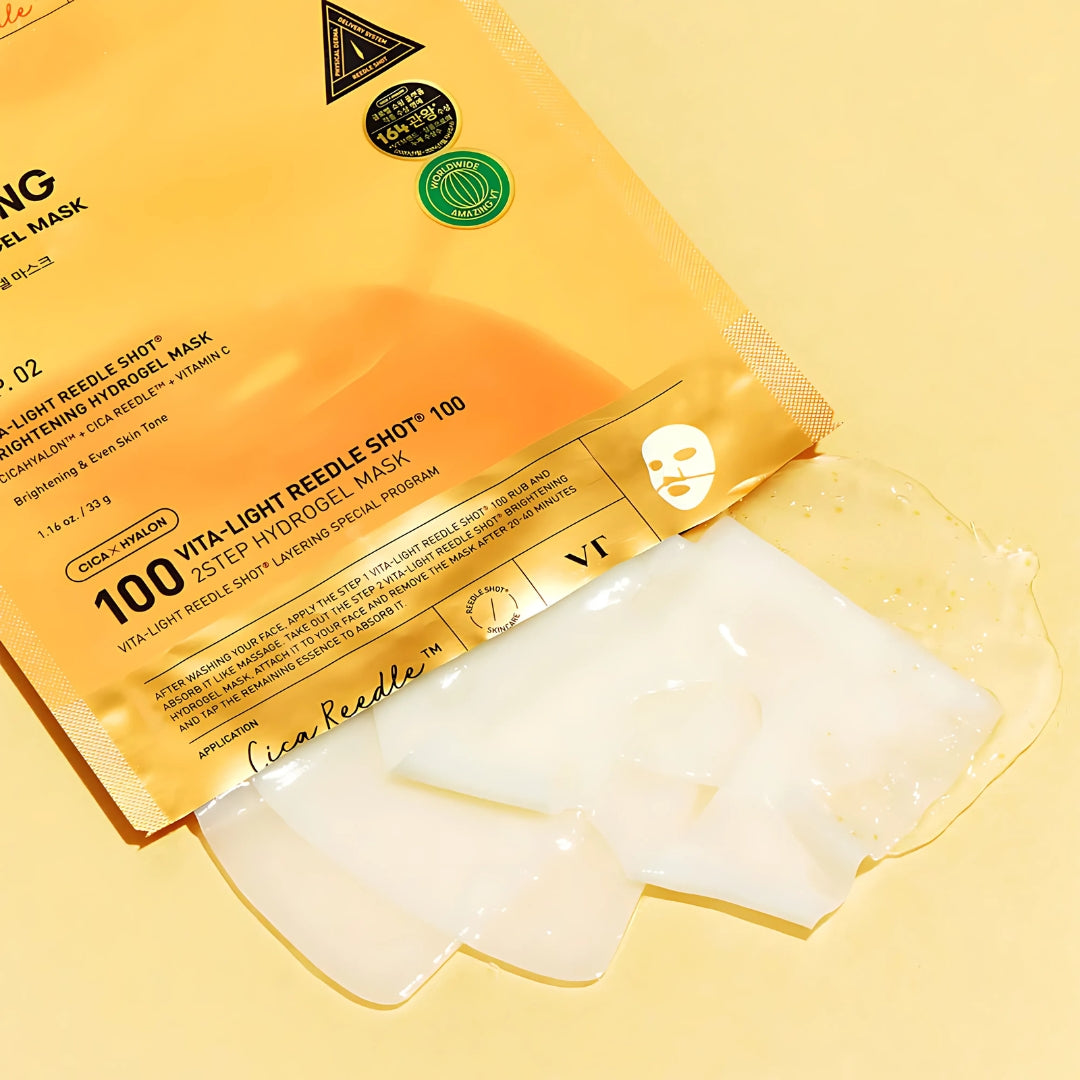 VT Cosmetics Vita-light Reedle Shot 100 2Step Hydrogel Mask 1pc - Shop at Glowii Beauty