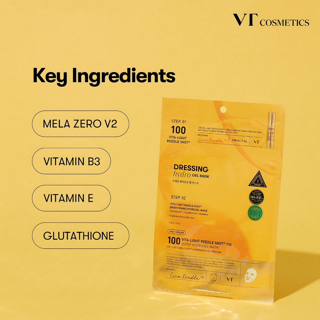 VT Cosmetics Vita-light Reedle Shot 100 2Step Hydrogel Mask 1pc - Shop at Glowii Beauty