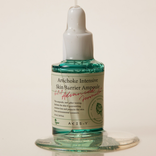 AXIS-Y Artichoke Intensive Skin Barrier Ampoule 30ml bottle with dropper for nourishing skin care.