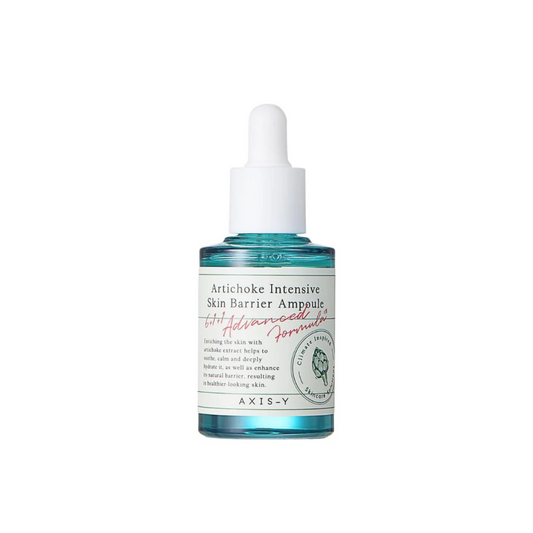 AXIS-Y Artichoke Intensive Skin Barrier Ampoule 30ml bottle with dropper for nourishing and strengthening skin barrier.