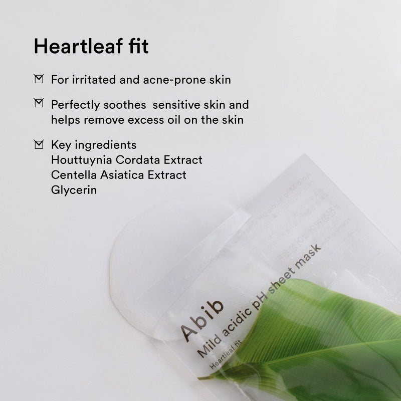 AbibMild Acidic pH Sheet Mask Heartleaf Fit 1pc - Shop now at Glowii Beauty