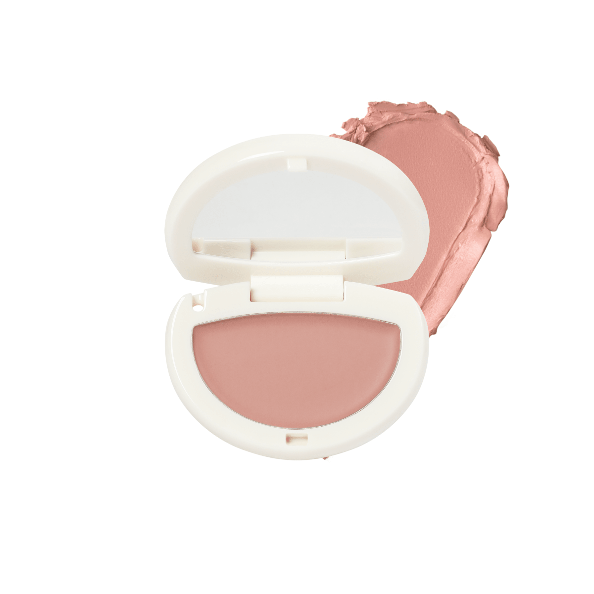 Hince Half-Moon Cheek Cream to Powder blush in Chill Voyage Edition, showing the compact with blush product and reflective mirror.