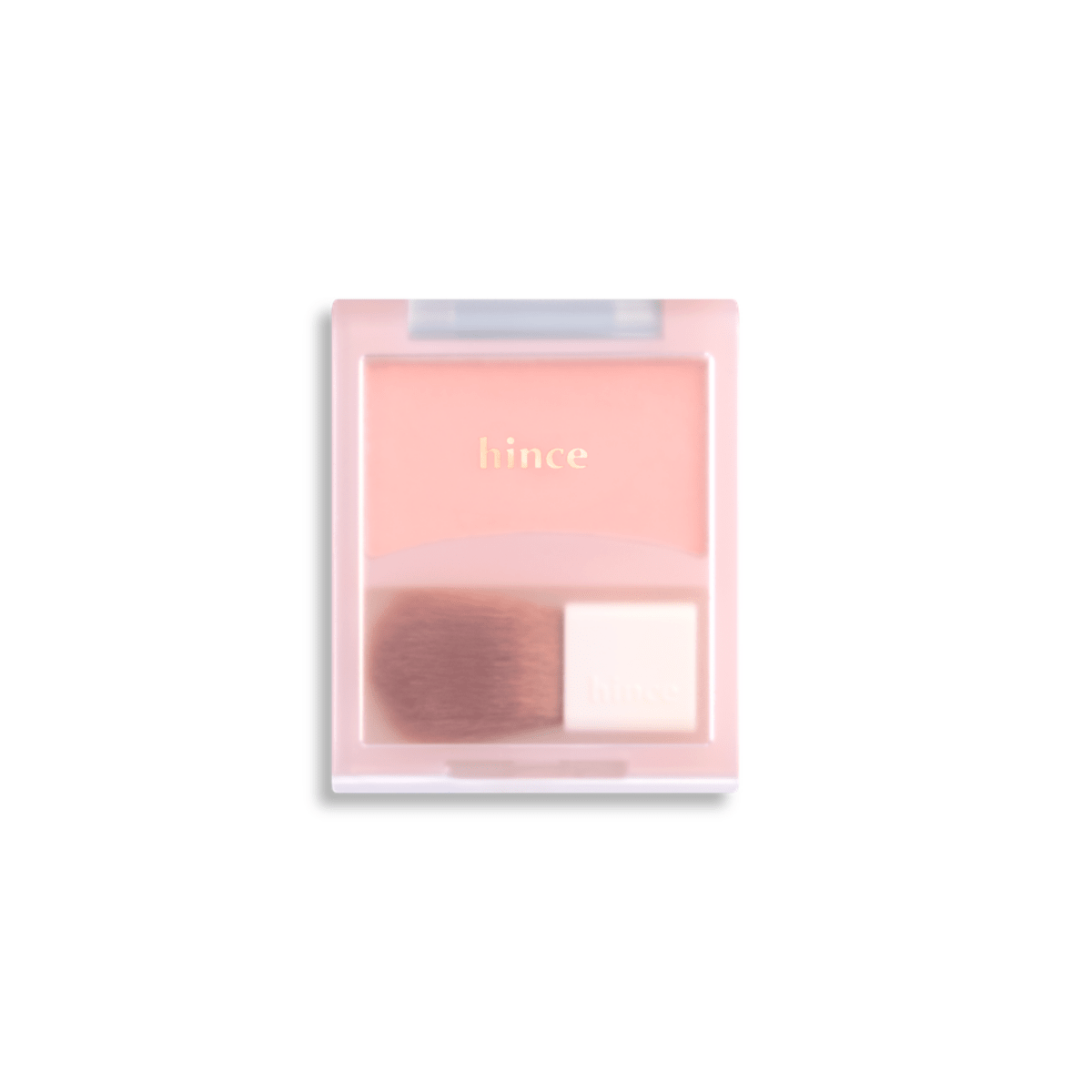Hince Hug Layer Cheek Blush in a compact with soft pink and peach shades, featuring a subtle gradient and smooth texture.