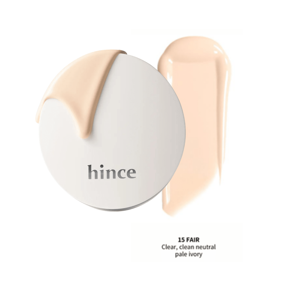 Hince Nu Glow White Cushion foundation in a compact case with a sponge applicator, designed for a radiant, natural skin finish.